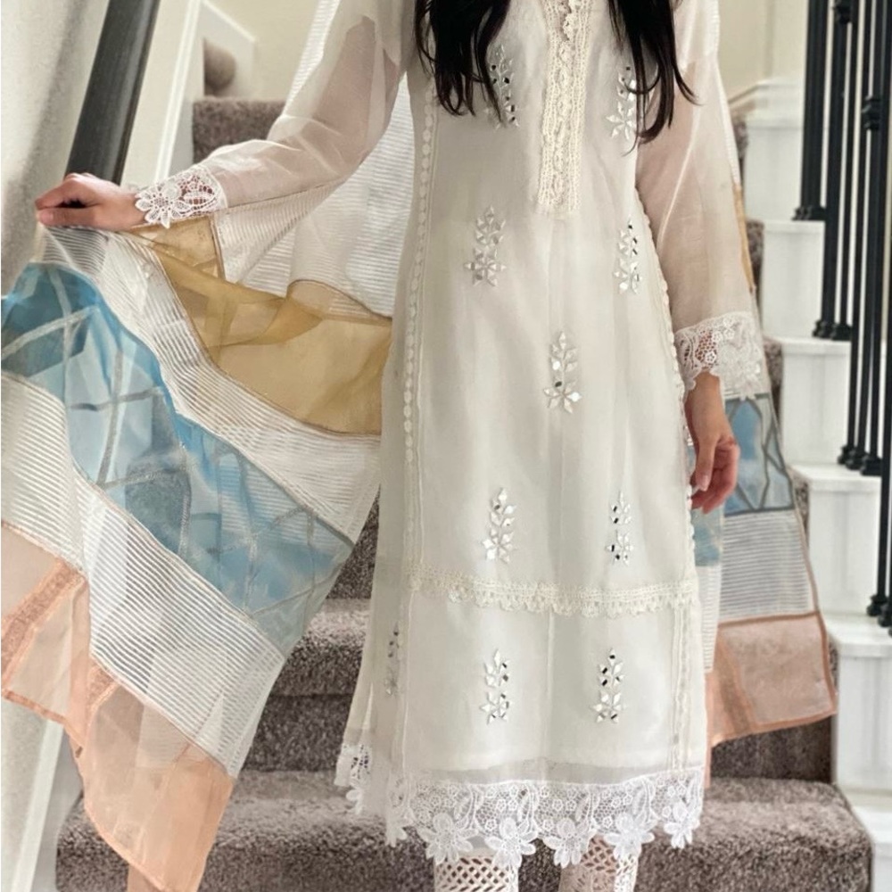 COPY - Pakistani Indian chikankari mirror outfit